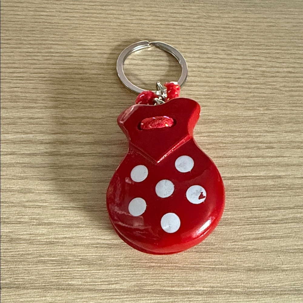 Red Polka Castanets Dot Keychain